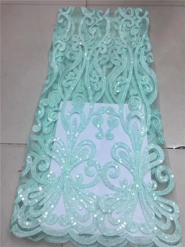 

2019 High Quality Nigerian French Lace African Lace Fabric Green Flower Sequined Guipure Mesh Lace For Party Dresses India Tissu