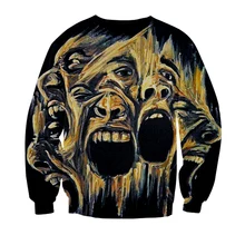 KINYETOR NEW fashion mens hoodies sweatshirt men 3D print stitching face sweatshirts Casual long sleeve spring tops teens boys