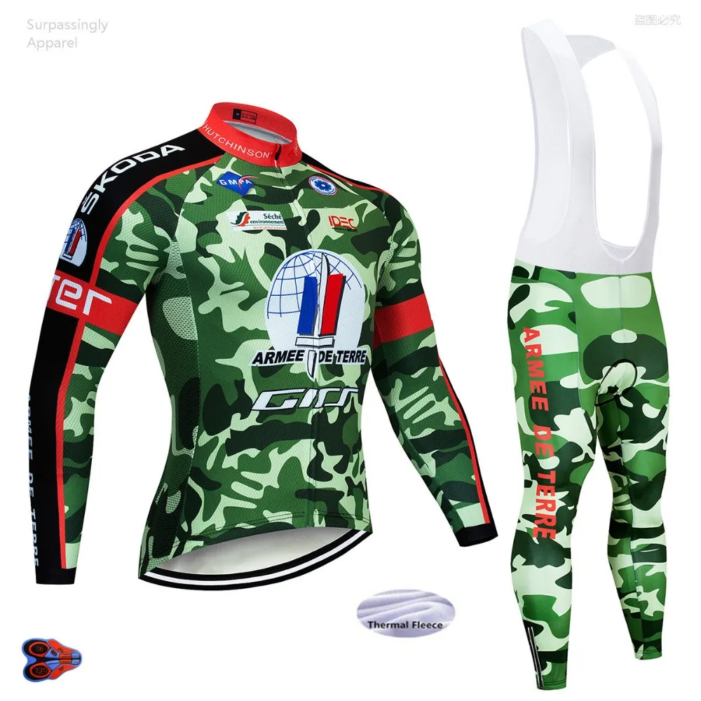 

2019 Pro UCI Team Camouflage Jersey 9D Pad Bike Pants Ropa Ciclismo Men Winter Thermal Fleece Bicycling Maillot Culotte Clothing