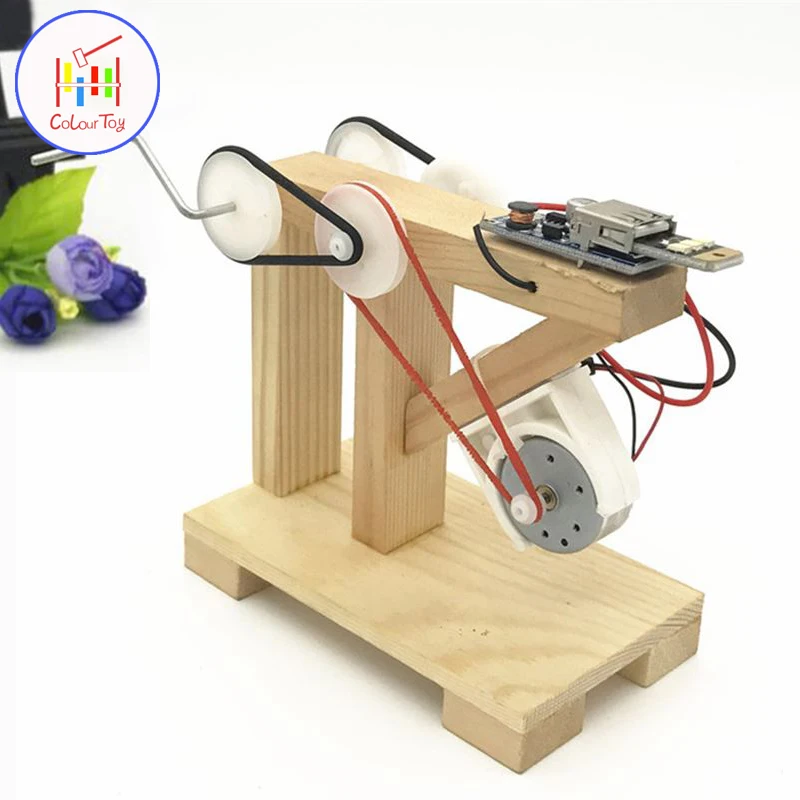 DIY динамо фонарь стволовых детей обучающая игрушка фонарик наука собрать комплект ручной коленчатый генераторы питания для детей 6+ мальчиков