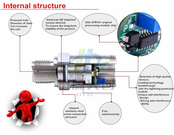 Давление передатчик, выходной сигнал: 4-20mA/0-5 V/0-10 V; Радиус действия:-0.1-100Mpa; Давление мониторинг подходит для различных средах