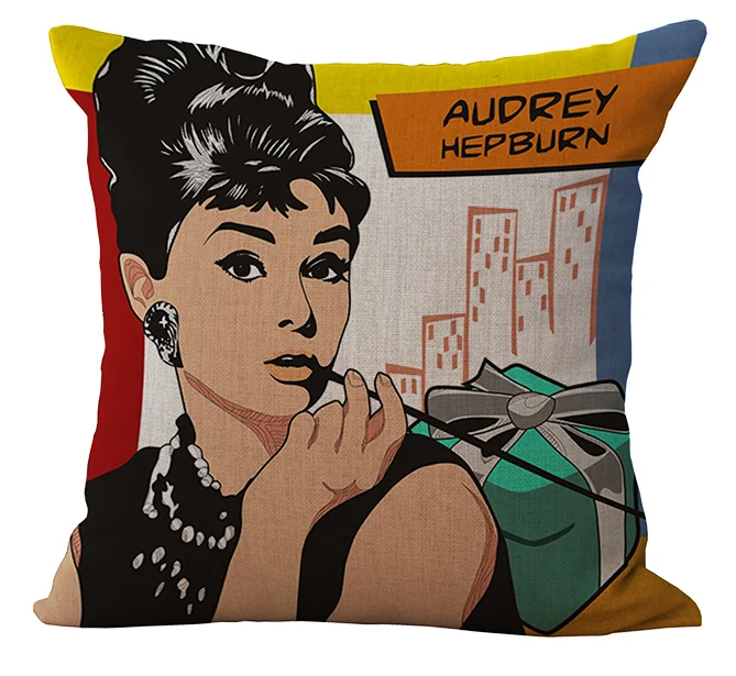 Audrey Hepburn Pop Art Laugh Massager Pillow Decorative Vintage Pillows