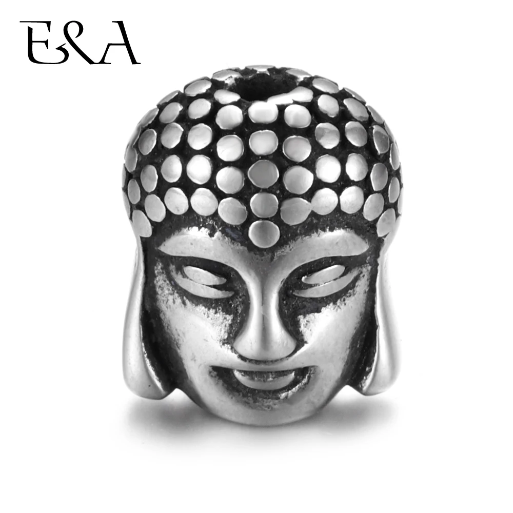 

Stainless Steel Beads Double Faced Buddha Charms Hole 2mm for Jewelry Making Supplies Bracelet Spacer Metal Bead Accessories
