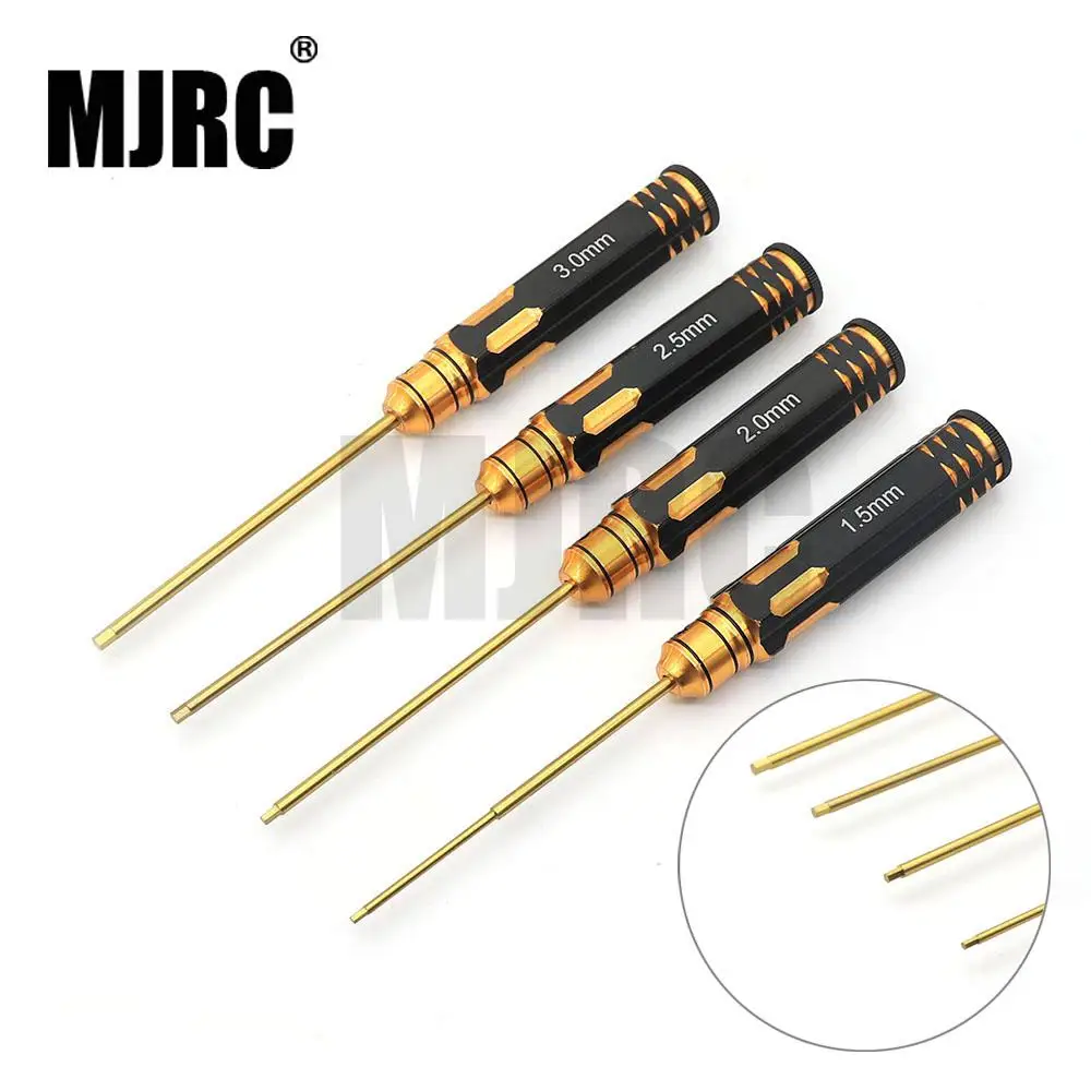 

MJRC 4Pcs/set Titanium Plating 1.5/2/2.5/3mm Hexagon Screwdriver Screw Driver Tool Kit for RC Model Car Boat Airplane