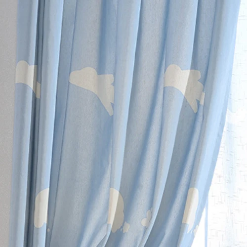 Детские льняные шторы для спальни, розовые и синие оконные шторы для детской комнаты, цветные оконные тюлевые шторы принцессы на заказ - Цвет: Blue Curtain