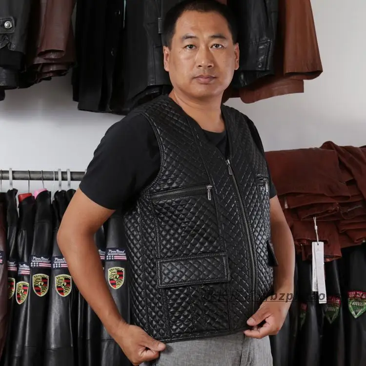 

The new 2019 sheep leather vest leather vest leisure fashion vest
