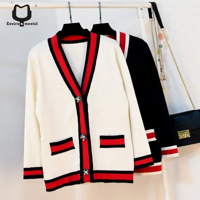 

Women Cardigan knitting Knitted luxury Sweater brand quality Coat Crochet Female pearl diamond buttom Woman Knit Cardigans Tops