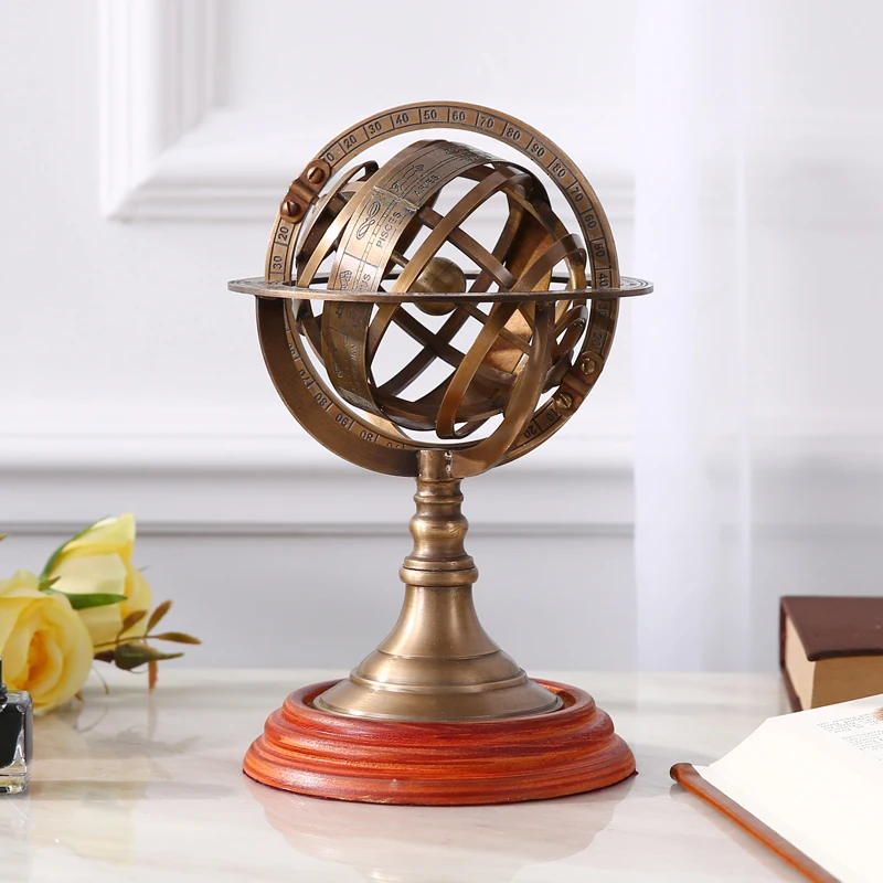 الأمريكية تأثيث المنزل المجوهرات الحلي البرونزية غلوب الدراسة خزانة armillary الحلي