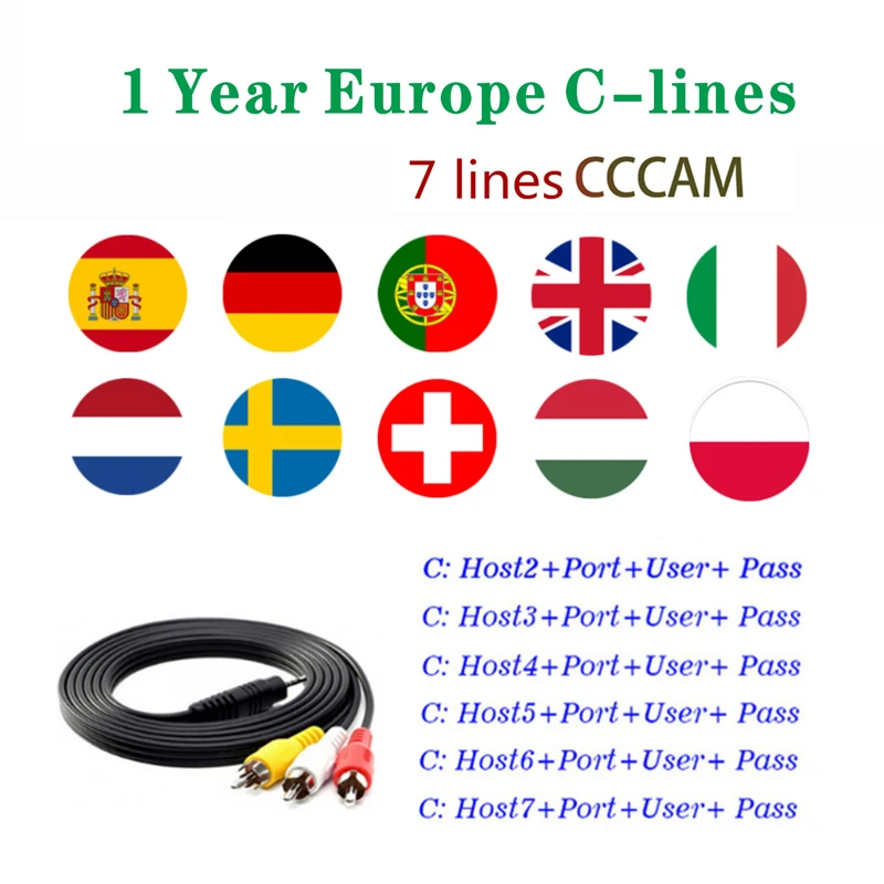 

Newest Fast Stable Europe Cccam 7clines For 1 Year Spain Portugal TV Satellite Server Support Full HD DVB-S2 cccam server