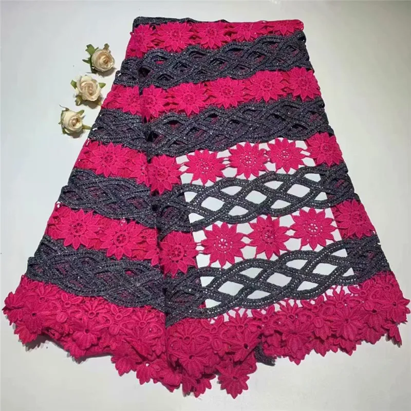 

NEW African Lace Fabric High Quality guipure lace fabric 2019 hot selling Nigerian cord lace fabrics for wedding