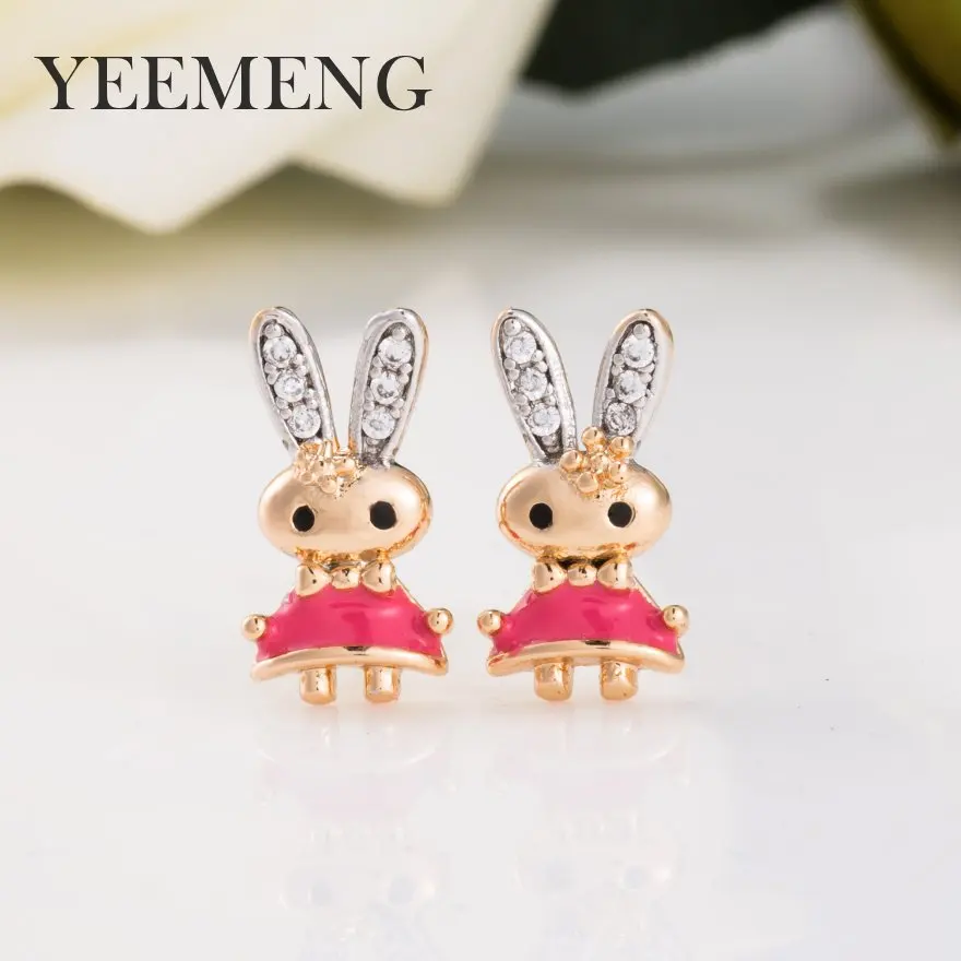

YEEMENG 2019 Creative New Rabbit Earrings Zircon Earrings Wholesale Earrings Fashion Jewelry Cute Stud Earrings for Women
