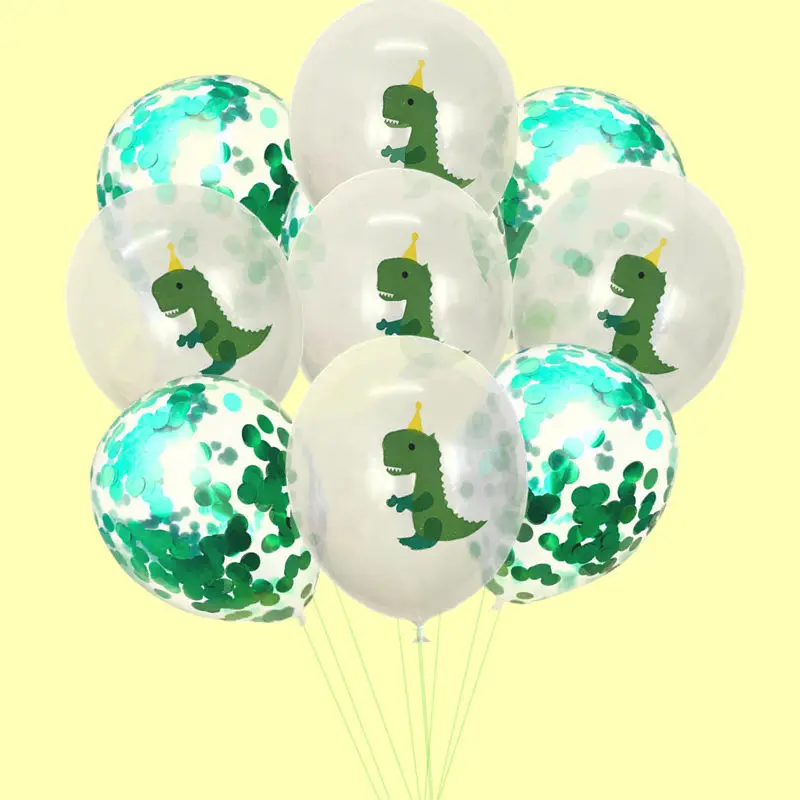 10 шт. мультфильм зеленый динозавр латексные воздушные шары конфетти воздушный шар День Рождения украшения спрос среди детей ребенок душ вечерние принадлежности