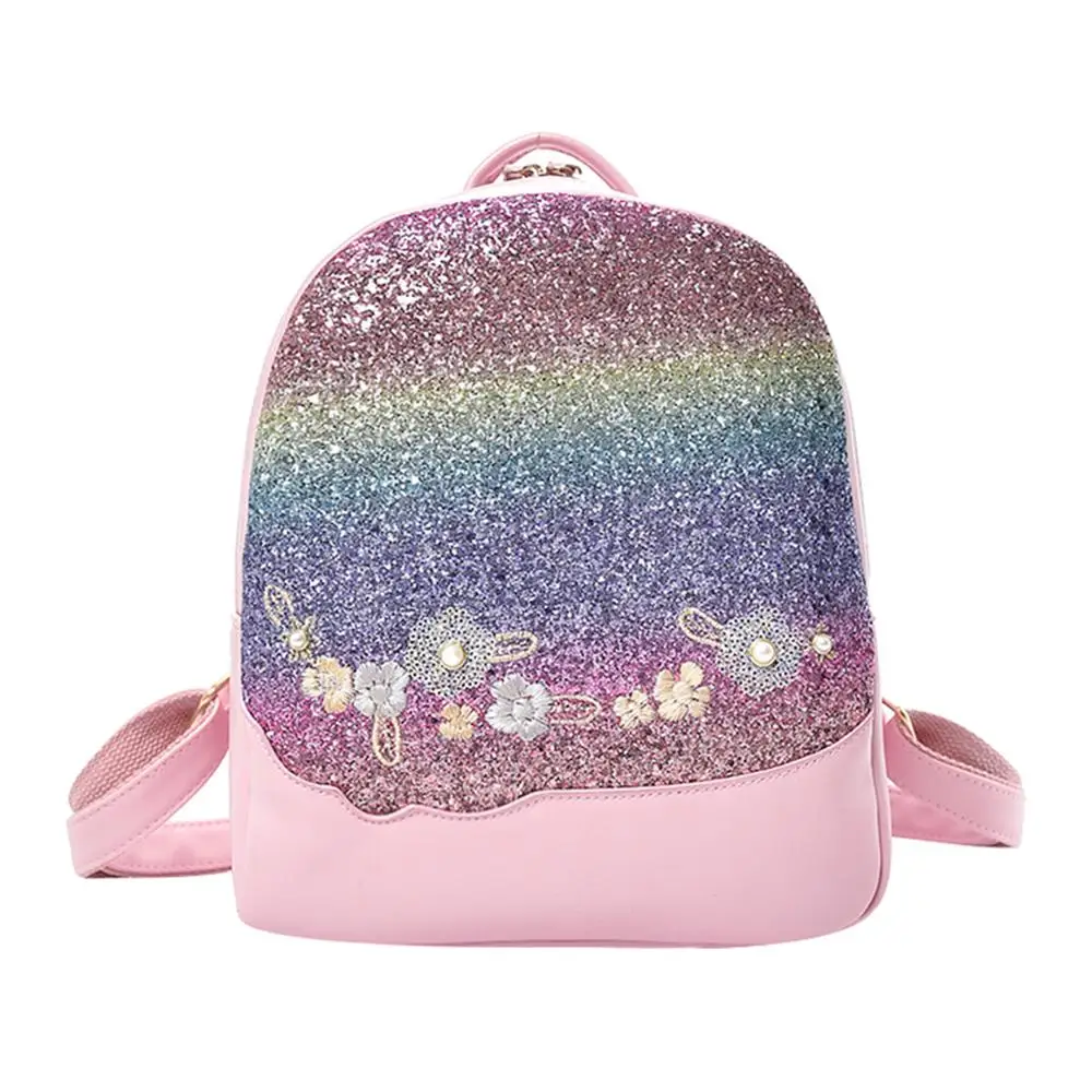 Best Bling Glitter Rucksack Shining Color Sequins Backpack Women Floral Pu Leather Knapsack Girls Small Travel School Bag Mochila