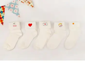 

Free Shipping Time roll up hem socks embroidery sock 100% cotton socks woman socks
