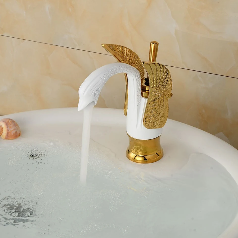 Смесители для ванной комнаты Золотой и хромированный Одной ручкой горячий холодный переключатель воды смеситель краны Умывальник Ванная