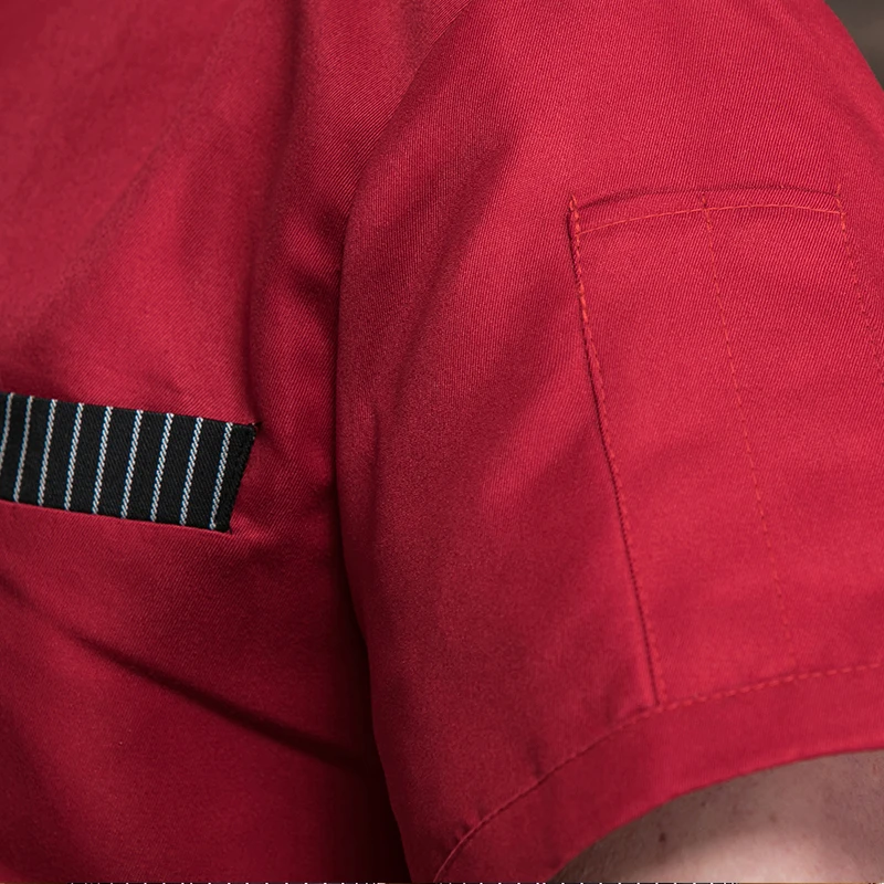 Короткий рукав шеф-повар куртка летние дышащие Кухня форма офицантки столовой кафе пекарня шеф повара отеля осенних футболок унисекс Рабочая одежда