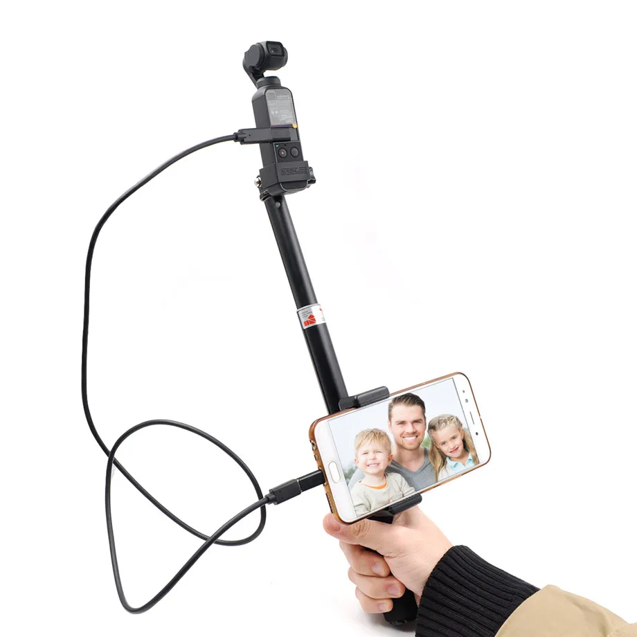 DJI OSMO Pocket Lock Phone Clip Telescopic Rod Selfie Stick Camera Transfer Micro type c Extended Cable with ABS holder-16
