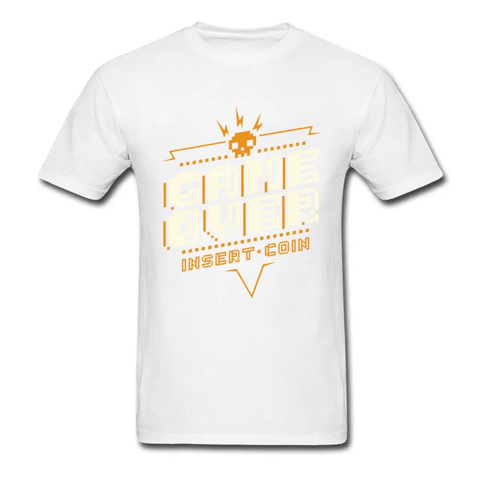 Game Over T Shirts Fitted Short Sleeve Geek 100% Cotton Fabric O-Neck Men Tops & Tees Printed T-shirts Summer Free Shipping Game Over white