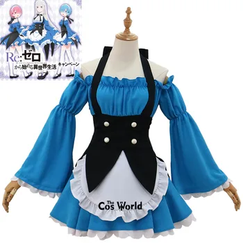 

Re Zero Kara Hajimeru Isekai Seikatsu Emilia Remu Ramu Maid Apron Dress Uniform Outfit Anime Cosplay Costumes