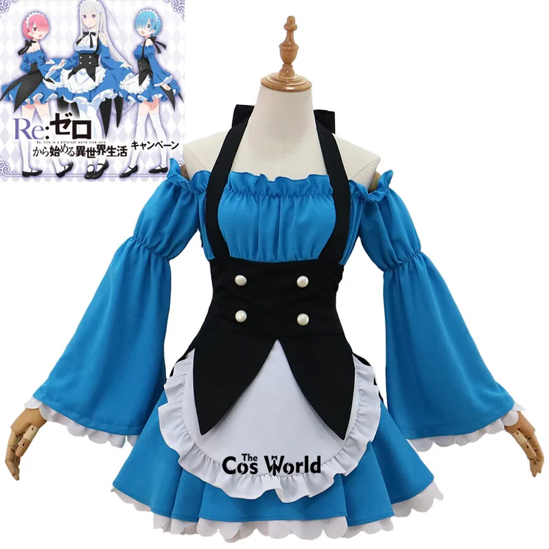 Платье-фартук для горничной Re Zero Kara Hajimeru Isekai Seikatsu Emilia Remu Ramu Униформа костюмы