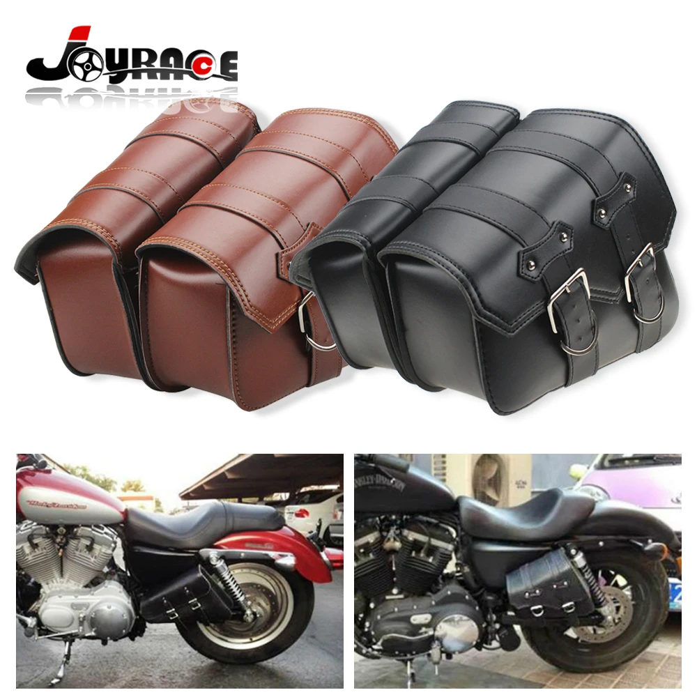 

2 X PU Leather Motorrad Sportster Sacoches Saddle Bags for Harley Davidson Sportster Tool Bag XL883 XL1200 Brown/Black