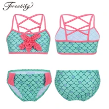 Freebily/купальный костюм для девочек; комплект из 2 предметов для плавания; детский купальный костюм русалки; комплект бикини для девочек; детский купальный костюм; Biquini Infantil