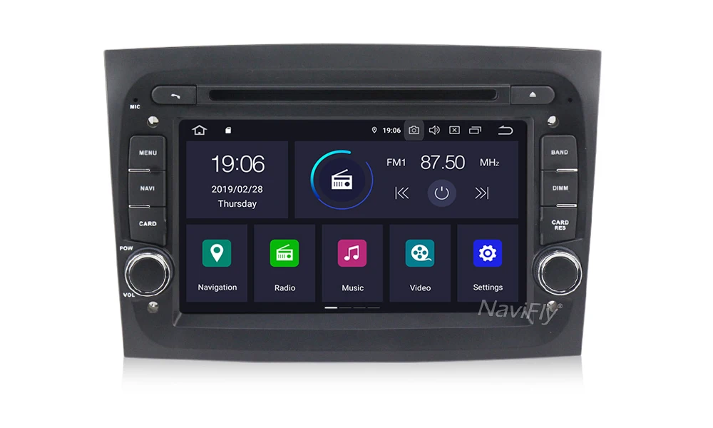 Excellent NaviFly IPS Screen DSP Android9.0 HD 1024*600 CAR DVD player gps navigator for Fiat Doblo 2016 car DAB OBD2 DVR view camera 16