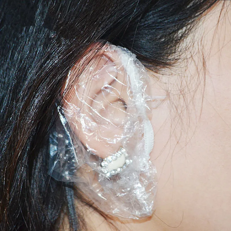

100 Pcs/Set Portable Disposable Earmuffs Salon Hair Dye Clear Ear Cover Shield Barber Shop Anti Staining Ears Protectio Cap