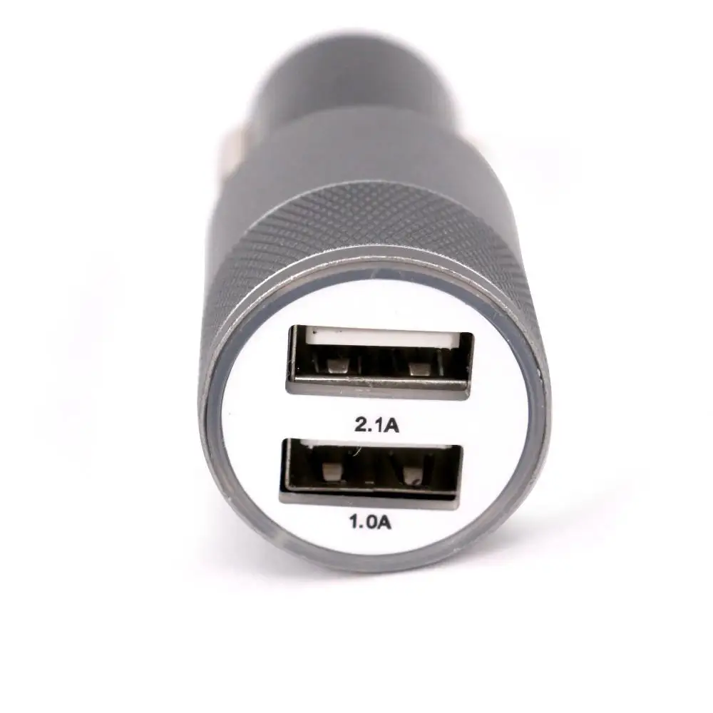 Автомобильное зарядное устройство с двумя выходами USB 2 порта металлическое