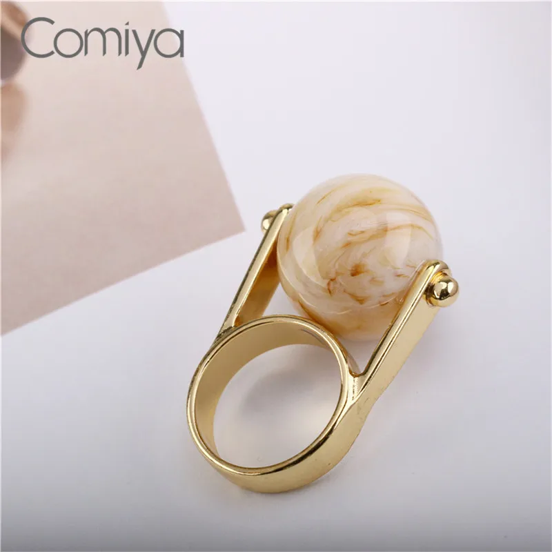 Comiya розовый природа камни кольца для женщин Золотой Цвет цинковым сплавом Ретро