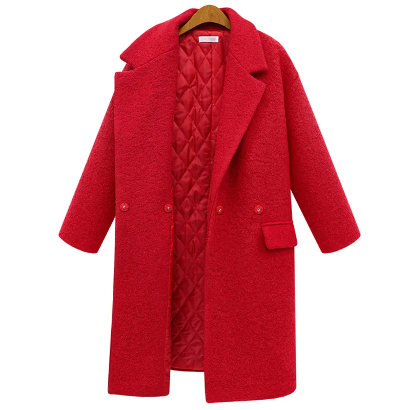 

2019 Fashion Refined Winter Coat Women Temperament Suit Collar Plus Size Woman's Plus Cotton Thick Warm Woolen Overcoat S-XXXL