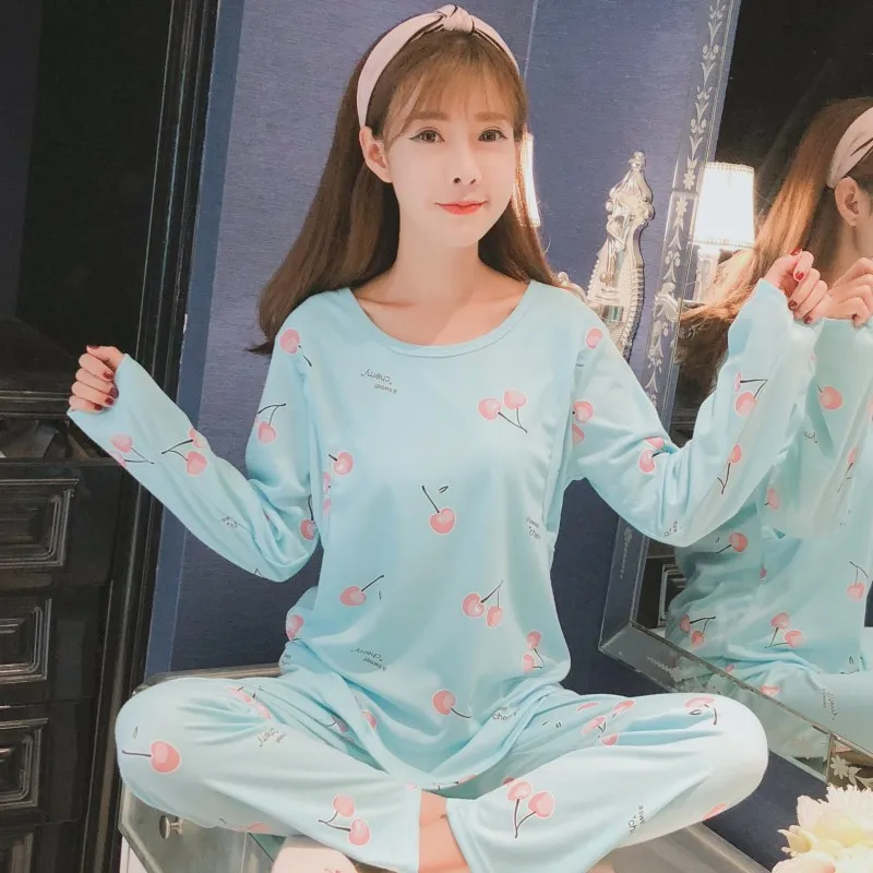 Month postpartum lactation female pregnant women pajamas long sleeved cotton sleepwear set maternal feeding Home Furnishing wear Month postpartum lactation female pregnant women pajamas long sleeved cotton sleepwear set maternal feeding Home Furnishing wear