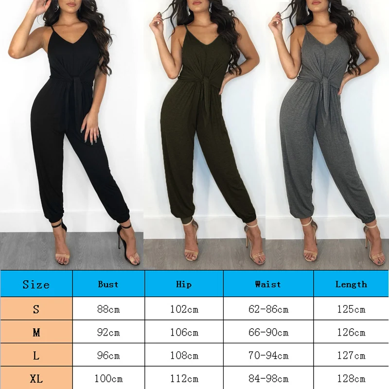 Summer new Women Casual Loose Solid Gray Black Jumpsuit Sleeveless Backless Playsuit Trousers Overalls