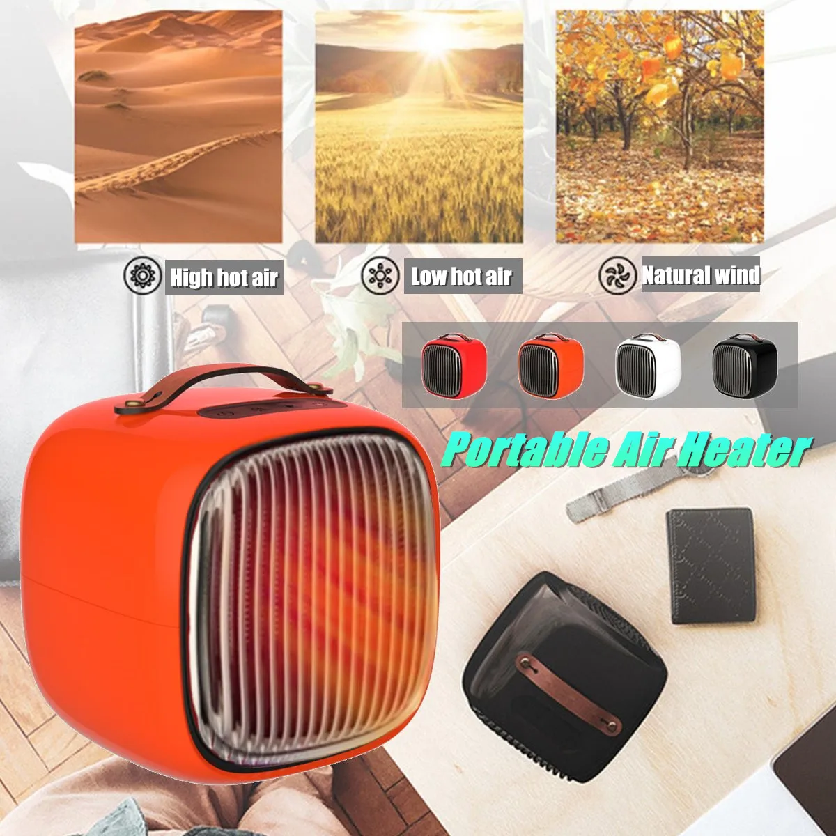 

Portable Air Heater Intelligent Heating Fan 3 Speed Temperature Control PTC Heating Element Overheating Protection 220V 1000W