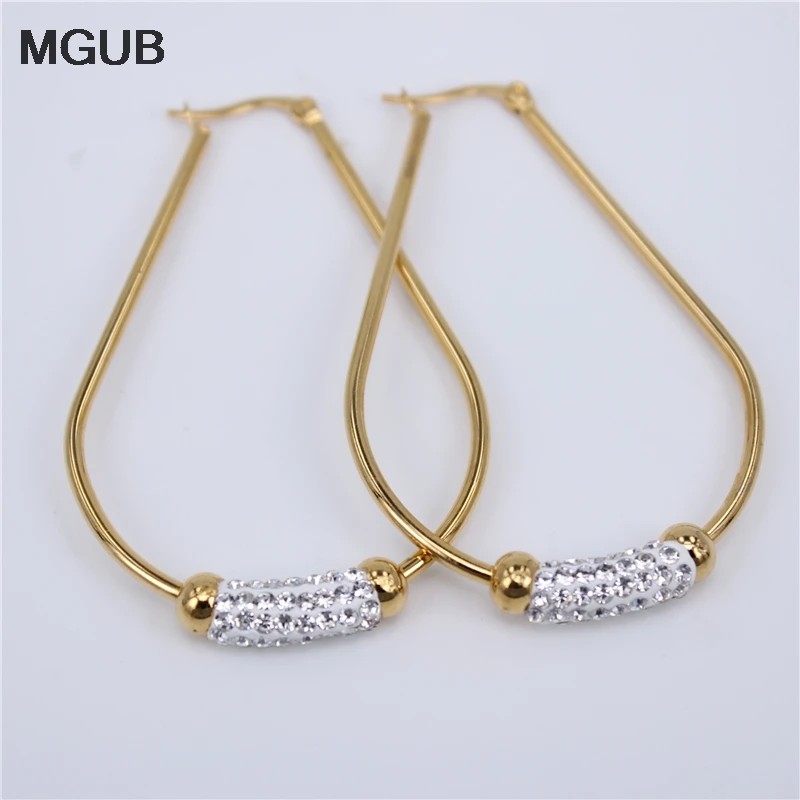 

40mm 50mm 60mm diameter Hoop Earrings crystal Geometric Earrings Simple Earrings Circle Gold Color Loop Earrings For Women LH710
