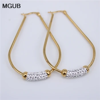 

40mm 50mm 60mm diameter Hoop Earrings crystal Geometric Earrings Simple Earrings Circle Gold Color Loop Earrings For Women LH710
