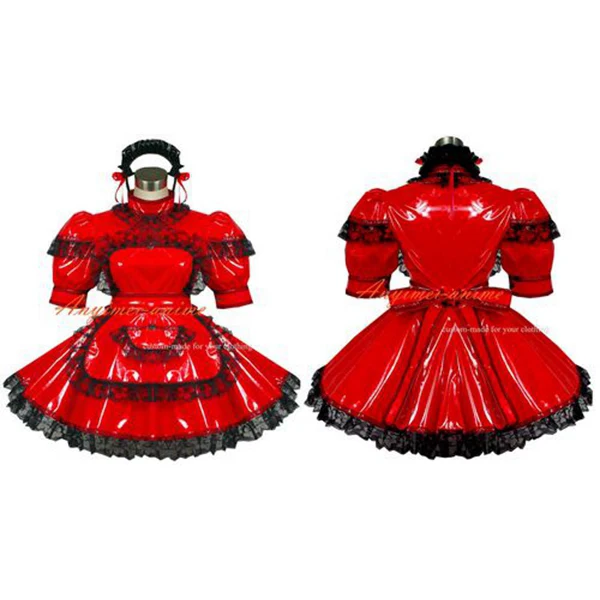 red pvc dress