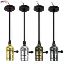 IWHD E27 гнездо лампочки 110 V 220 V Ретро подвесной светильник в виде кулона основание светильника держатель E27 Винтаж свет держатель промышленный подвесной светильник база