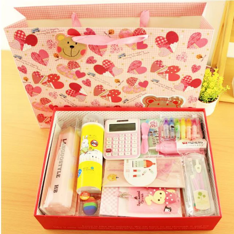 Children gift box package Elementary school learning supplies stationery Combination of gift bag/160915