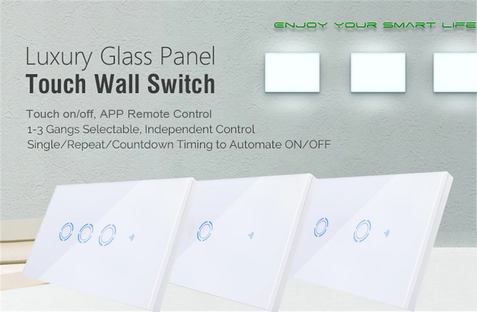 New Ewelink US Type 1 2 3 gang wall light app switch,touch control panel,wifi remote control via smart phone,work with Alexa Google Home and Ewelink app-2