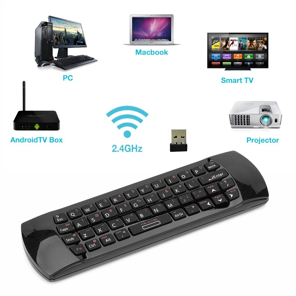 Koop Originele 3 in 1 Rii i25 2.4G Mini Wireless Air mouse Keyboard Met IR Afstandsbediening PC Teclado Voor tablet Smart Android TV Box