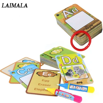 

Fun Wooden Kid Early Education Card Book Baby Preschool English Learning ABC Alphabet Letter Number Cards Cognitive Toys