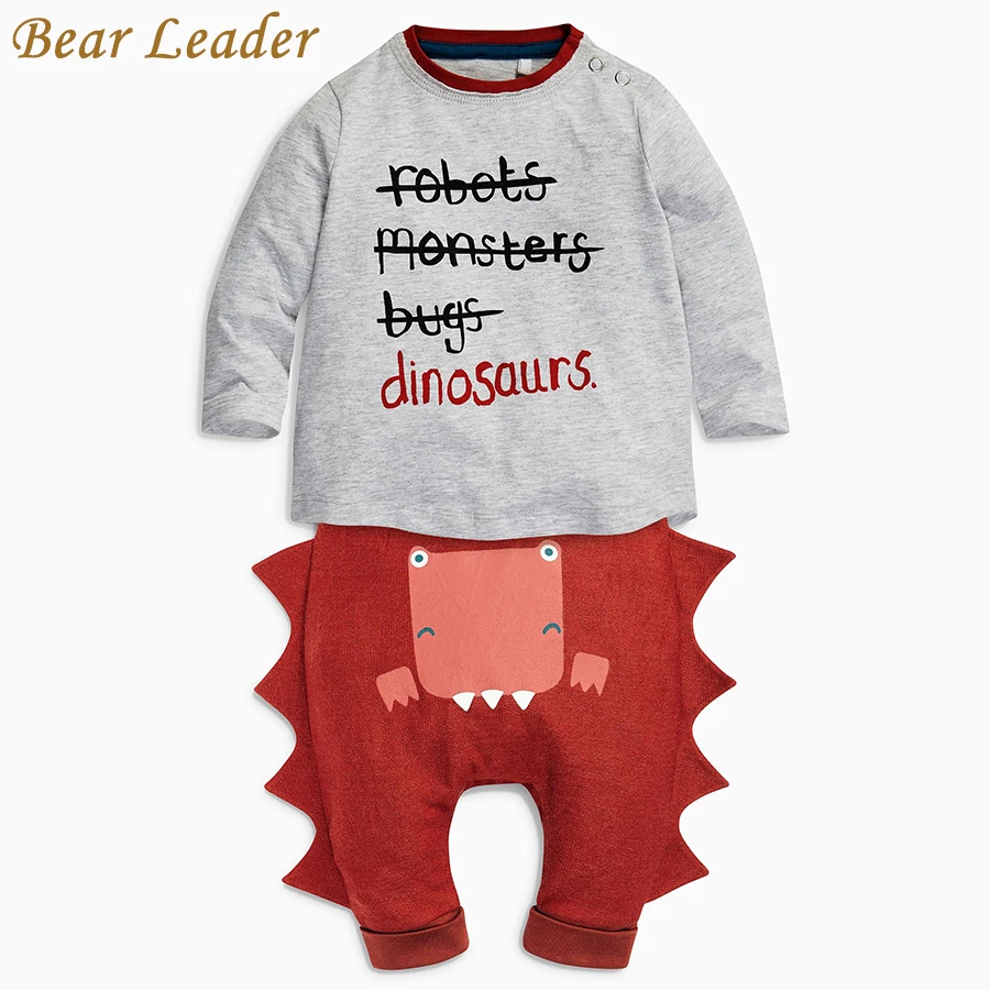 Bear Leader/комплекты одежды для малышей коллекция года, весенне-летняя одежда для маленьких мальчиков футболка с длинными рукавами+ штаны, комплект из 2 предметов одежда для детей