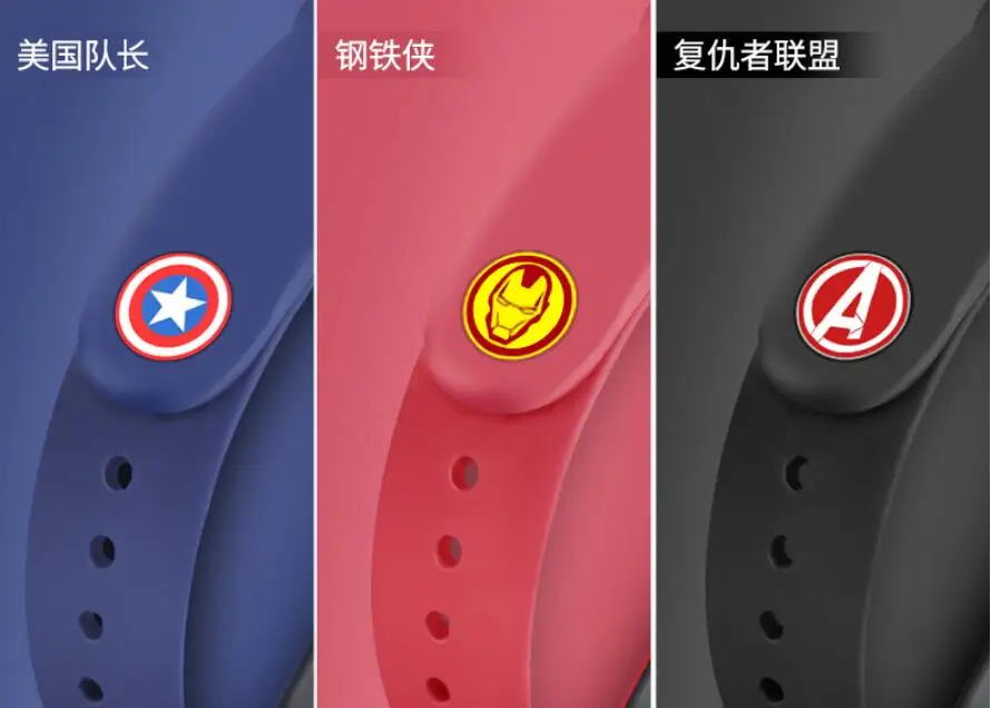 Hot avengers marvel cartoon For Xiaomi Mi Band 4 3 2 Bracelet Miband4 3 2 Strap Wristband Band For Mi Band 2/3/4 Silicone soft