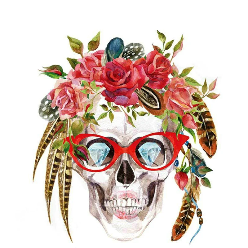 

Iron On Patches Watercolor Human Skulls Patches Ironing Stickers Heat Press Appliqued A-level Washable