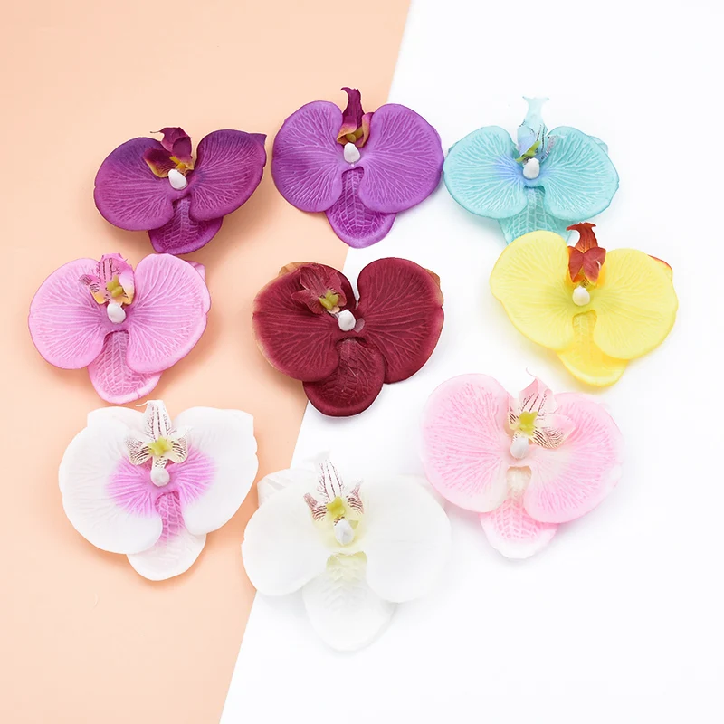 

10pcs Artificial flowers Butterfly orchid wedding home decoration accessories brooch diy gifts scrapbook fake plants flower wall