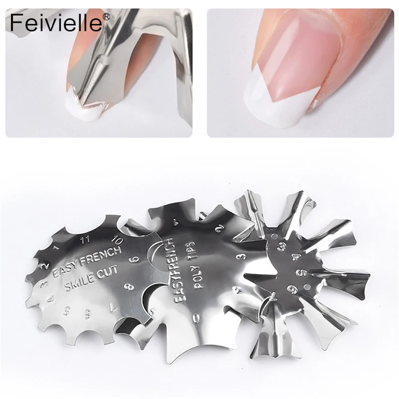 Feivielle 3 Pcs Easy French Line Edge Smile Cutter Nail Stencil Edge