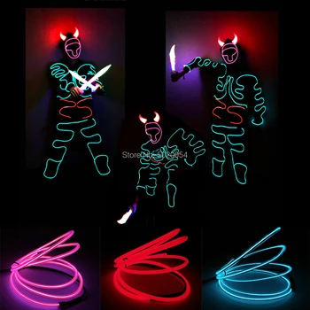 

GZYUCHAO EL Neon EL Cold Line Clothing Love Superman Cosplay Led Light Up Costume Stage Performance Luminous Flashing Clothing