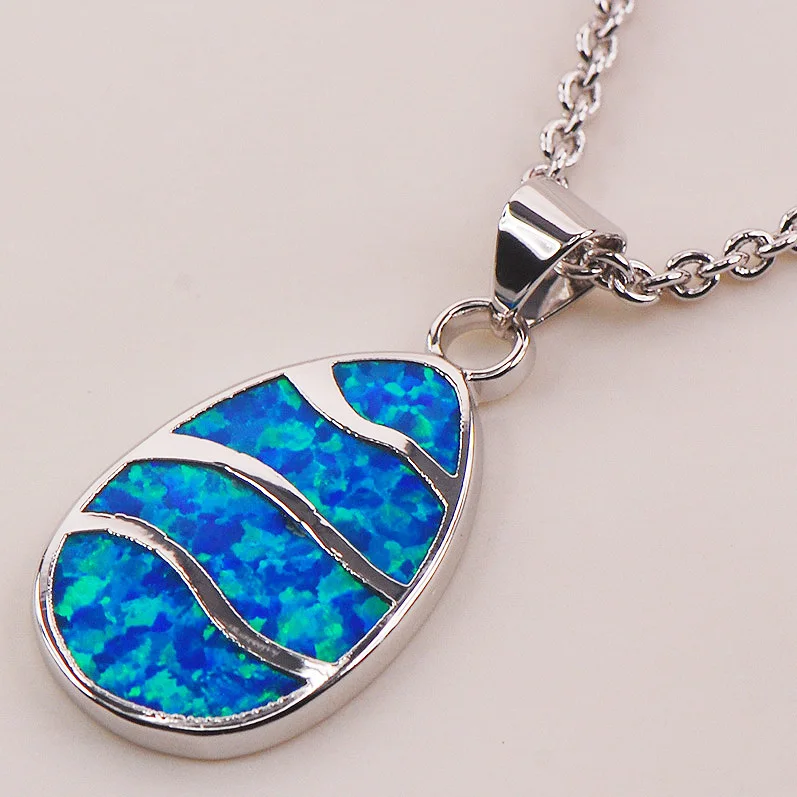 

Blue Fire Opal 925 Sterling Silver Fashion Jewelry Pendant P107