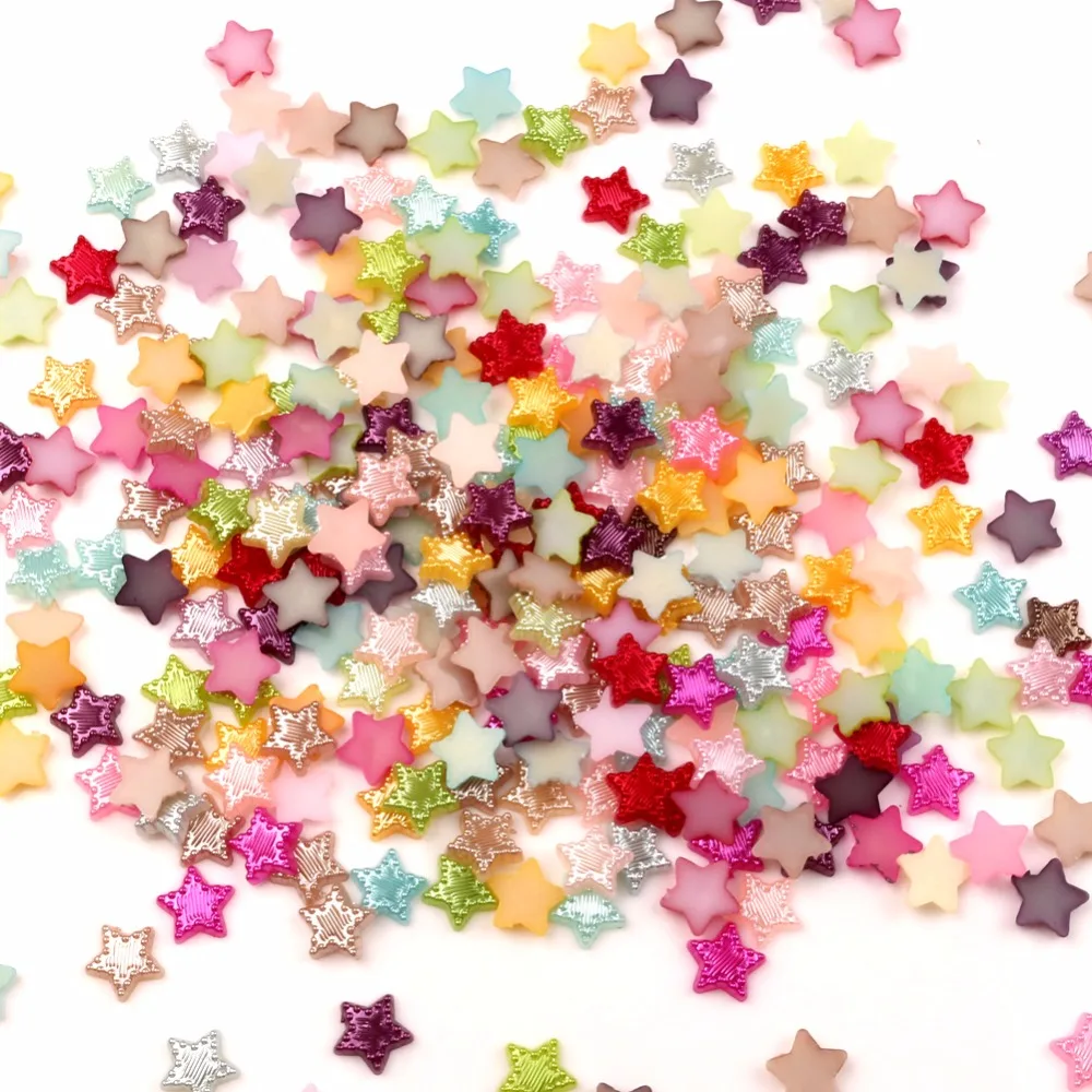 

LF 200Pcs Mixed AB Color 10x10mm Haft Star Pearl Beads Crafts Flatback Cabochon Scrapbooking For Embellishments Diy Accessories